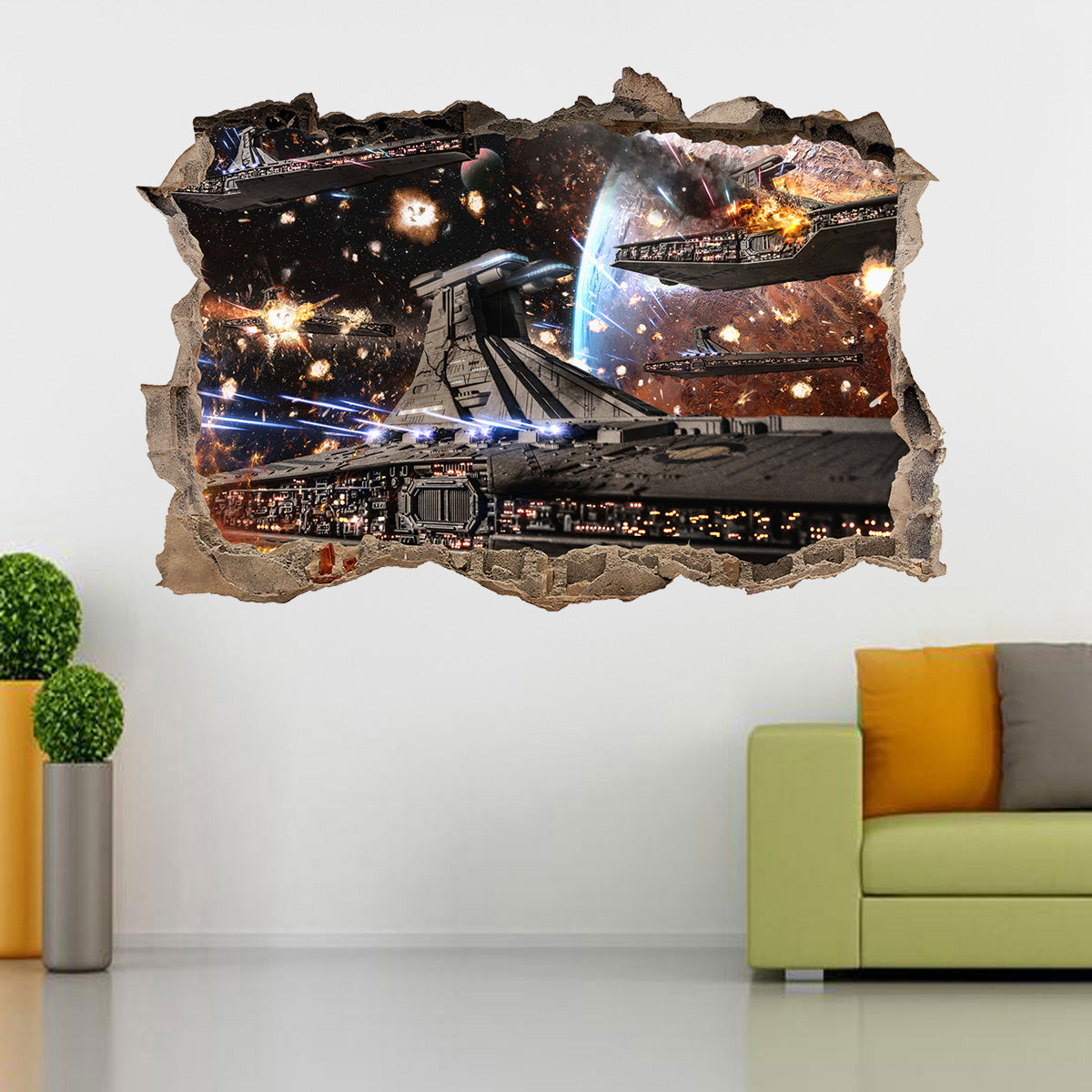 Star Wars Battle Ships 3D Smashed Broken Decal Wall Sticker J767