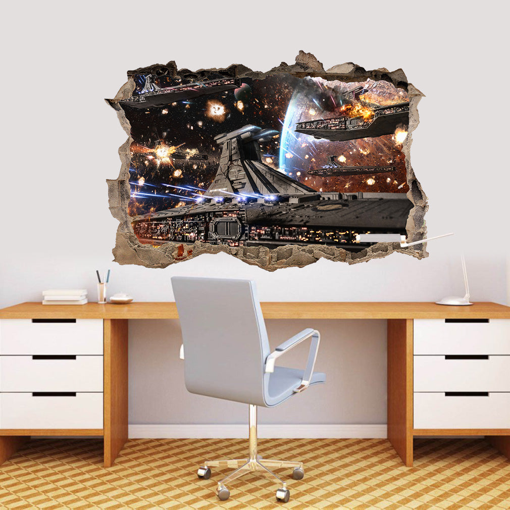 Star Wars Battle Ships 3D Smashed Broken Decal Wall Sticker J767