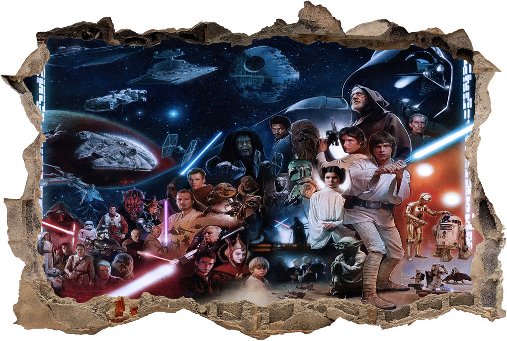 Star Wars Characters 3D Smashed Broken Decal Wall Sticker J771