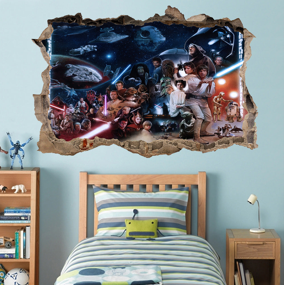 Star Wars Characters 3D Smashed Broken Decal Wall Sticker J771