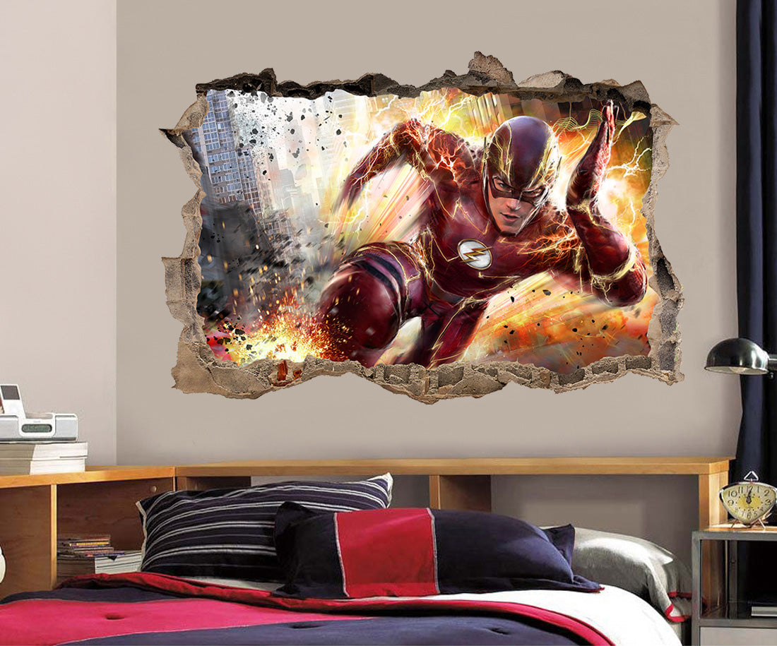 Super Hero Movie Characters 3D Smashed Broken Decal Wall Sticker J822