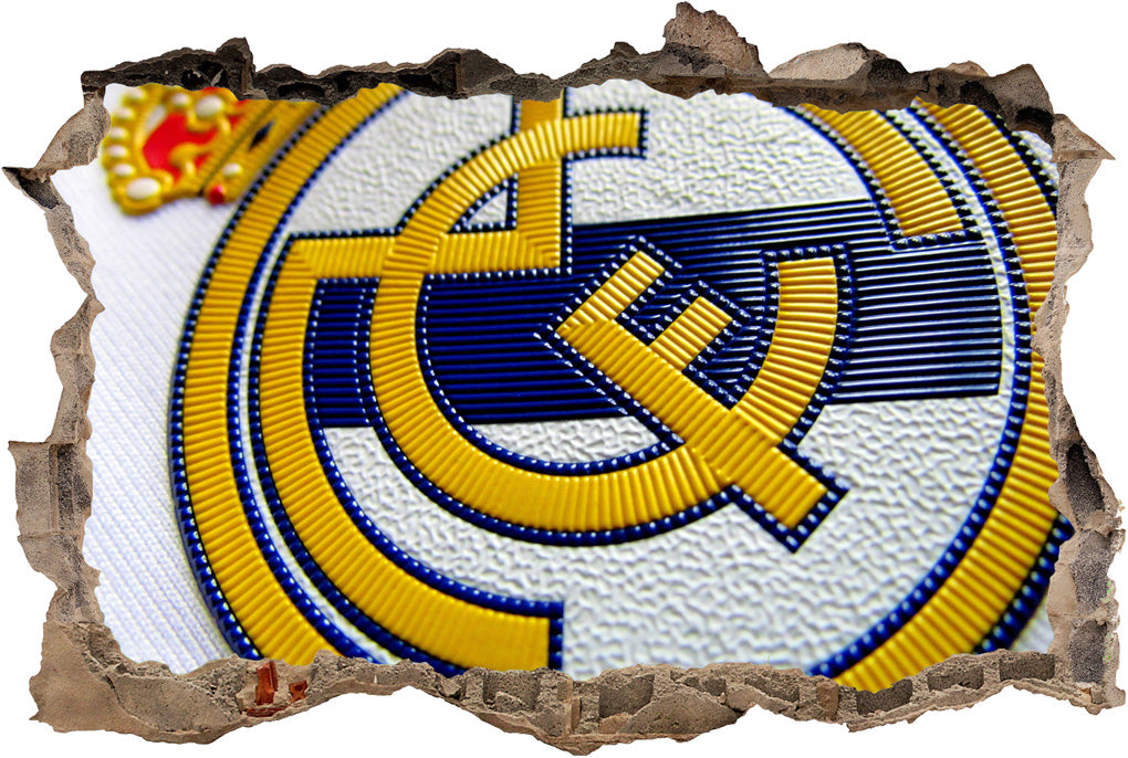 Real Madrid 3D Smashed Broken Decal Wall Sticker J873