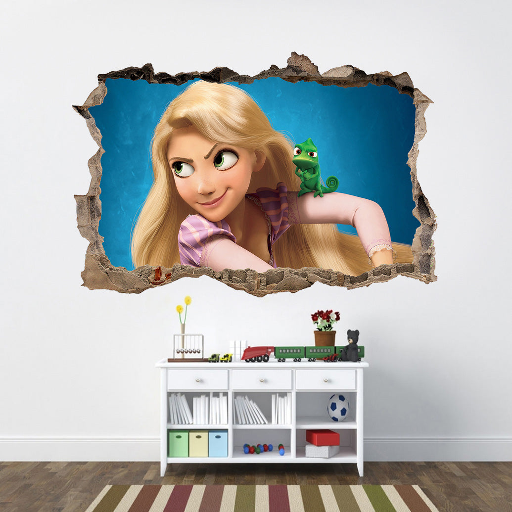 Rapunzel Tangled 3D Smashed Broken Decal Wall Sticker J885