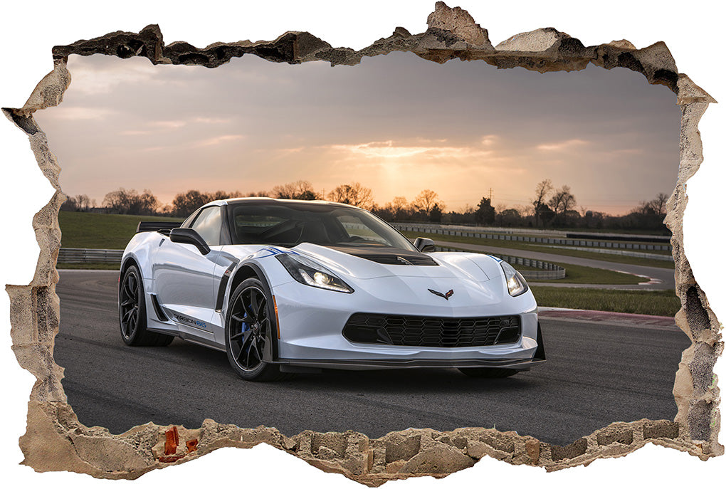 Corvette Carbon65 3D Smashed Broken Decal Wall Sticker J889