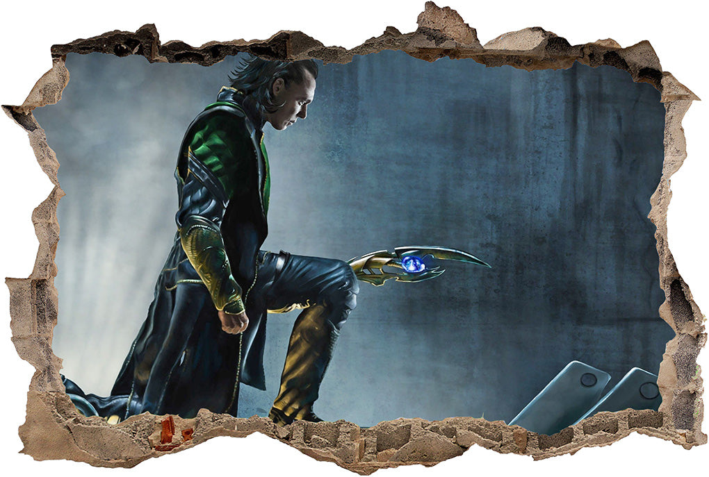Loki 3D Smashed Wall Decal Wall Sticker J900