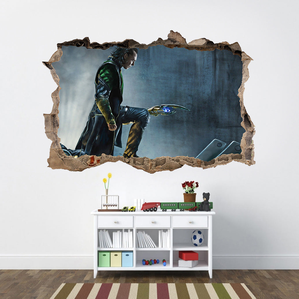 Loki 3D Smashed Wall Decal Wall Sticker J900