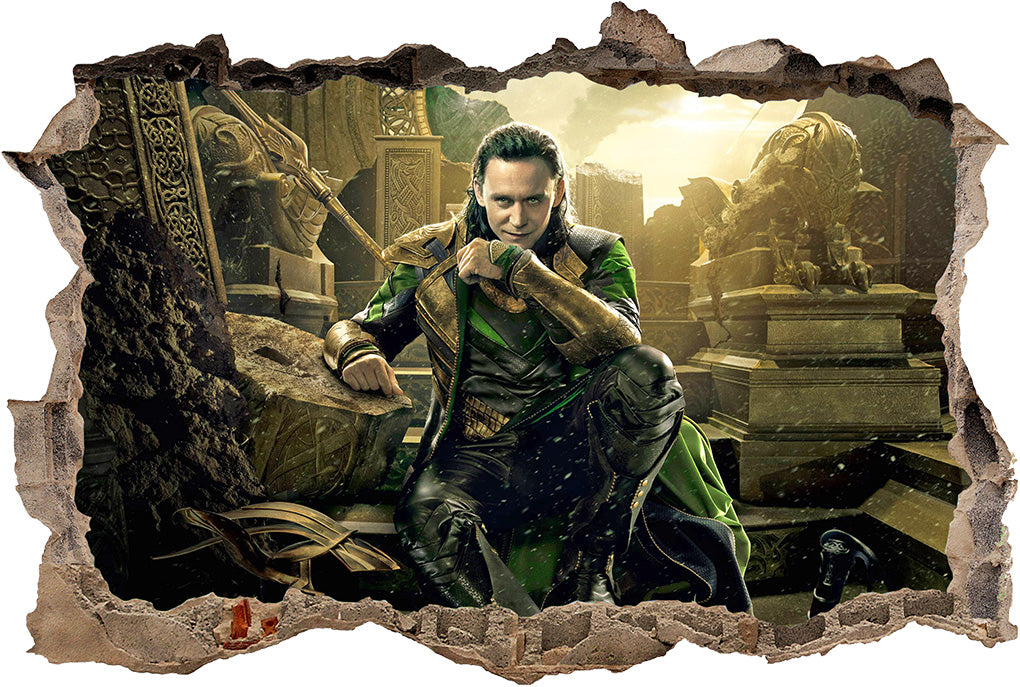 Loki 3D Smashed Wall Decal Wall Sticker J901