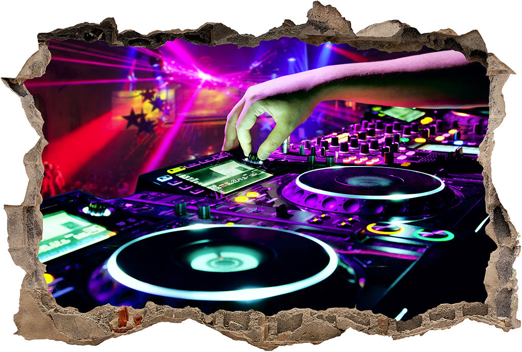 DJ Turn Tables 3D Smashed Broken Decal Wall Sticker J957