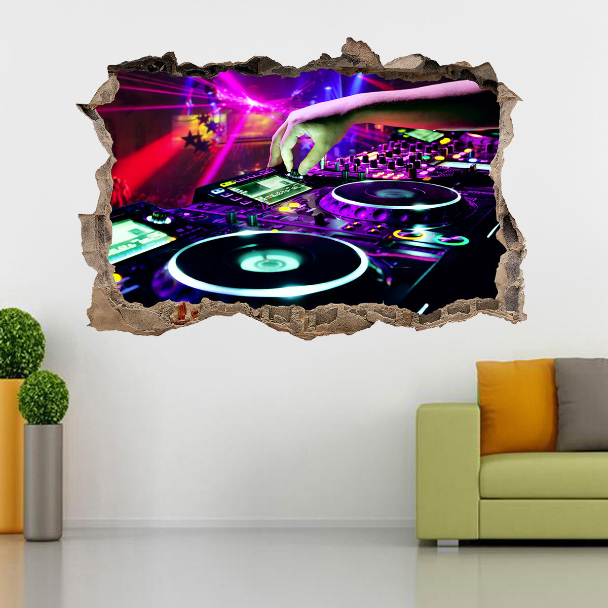 DJ Turn Tables 3D Smashed Broken Decal Wall Sticker J957