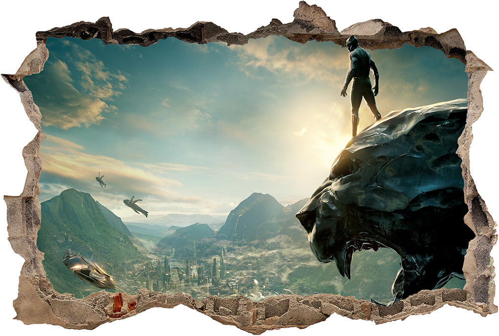The Black Panther Superhero 3D Smashed Wall Decal Wall Sticker J966