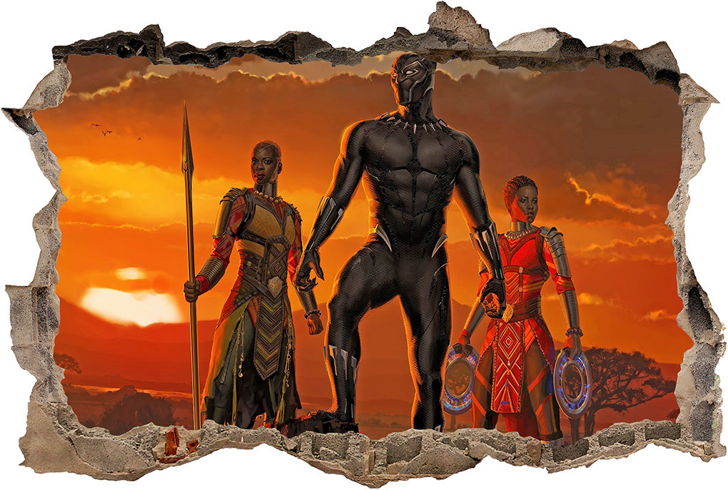 Black Panther Wakanda 3D Smashed Wall Decal Wall Sticker J967