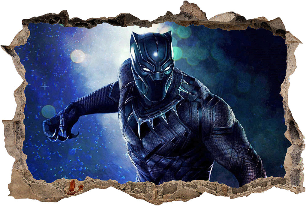 Black Panther The Avengers 3D Smashed Wall Decal Wall Sticker J968