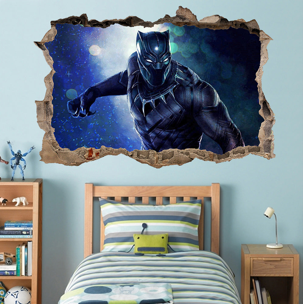 Black Panther The Avengers 3D Smashed Wall Decal Wall Sticker J968