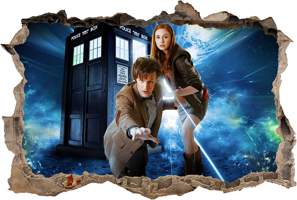 Tardis Doctor Who 3D Smashed Broken Decal Wall Sticker J978