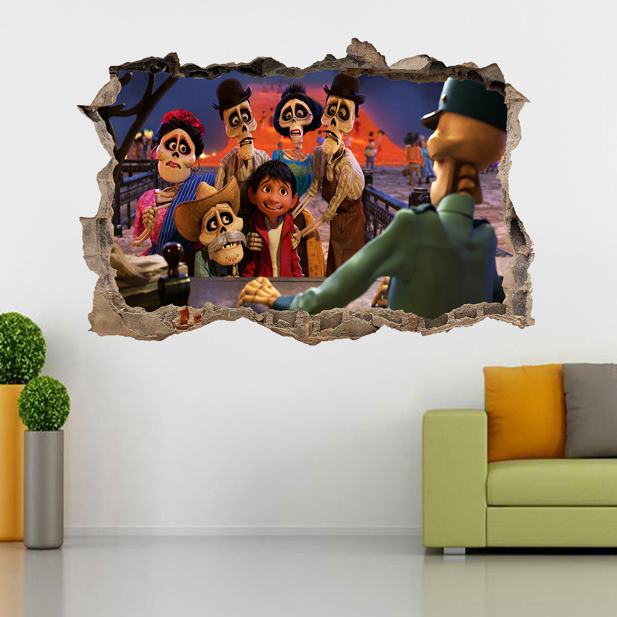 Coco Disney 3D Smashed Broken Decal Wall Sticker J979