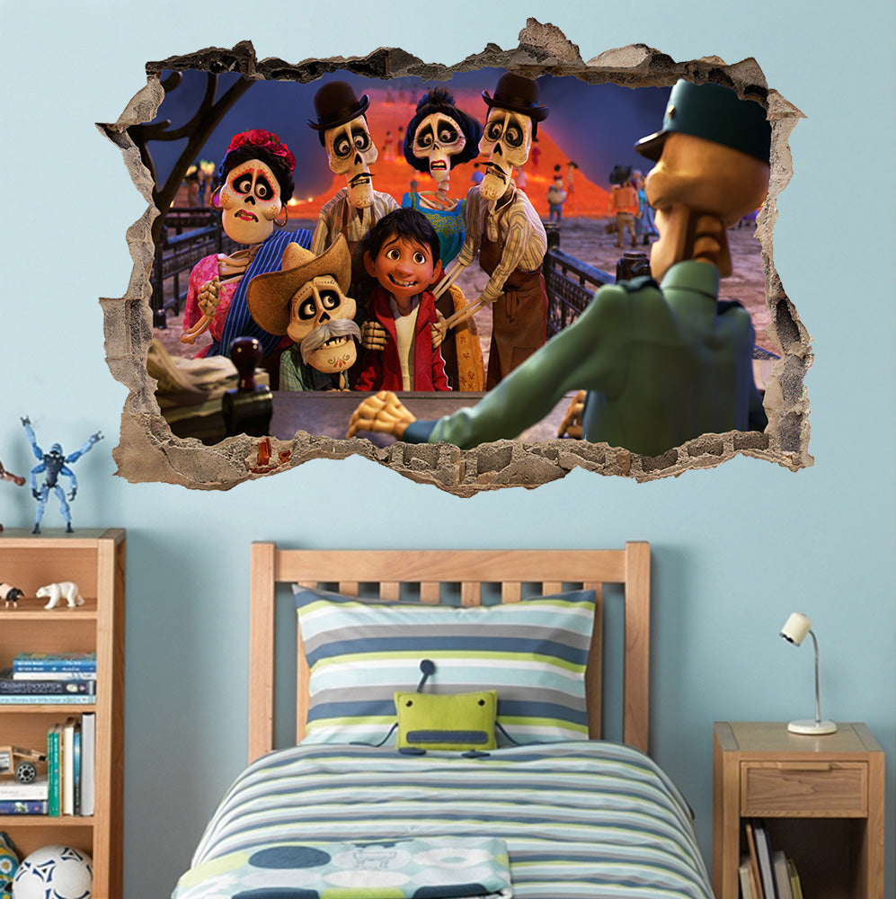 Coco Disney 3D Smashed Broken Decal Wall Sticker J979