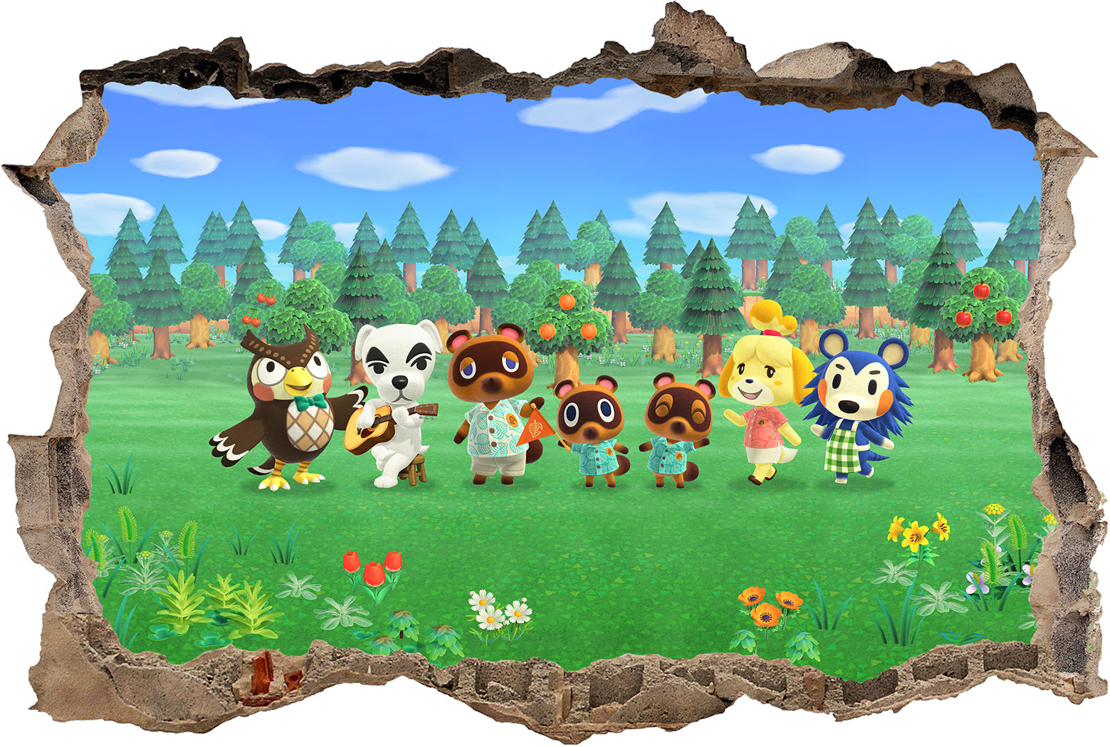 Animal Crossing 3D Smashed Hole Illusion Decal Wall Sticker JS05