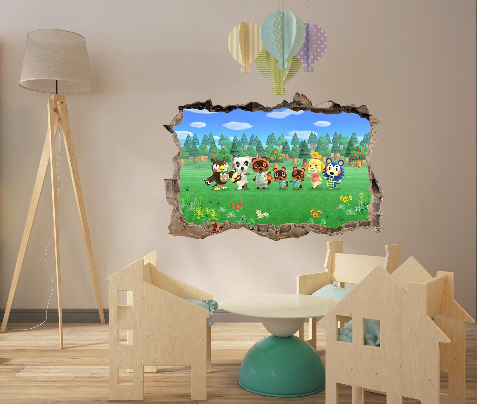 Animal Crossing 3D Smashed Hole Illusion Decal Wall Sticker JS05