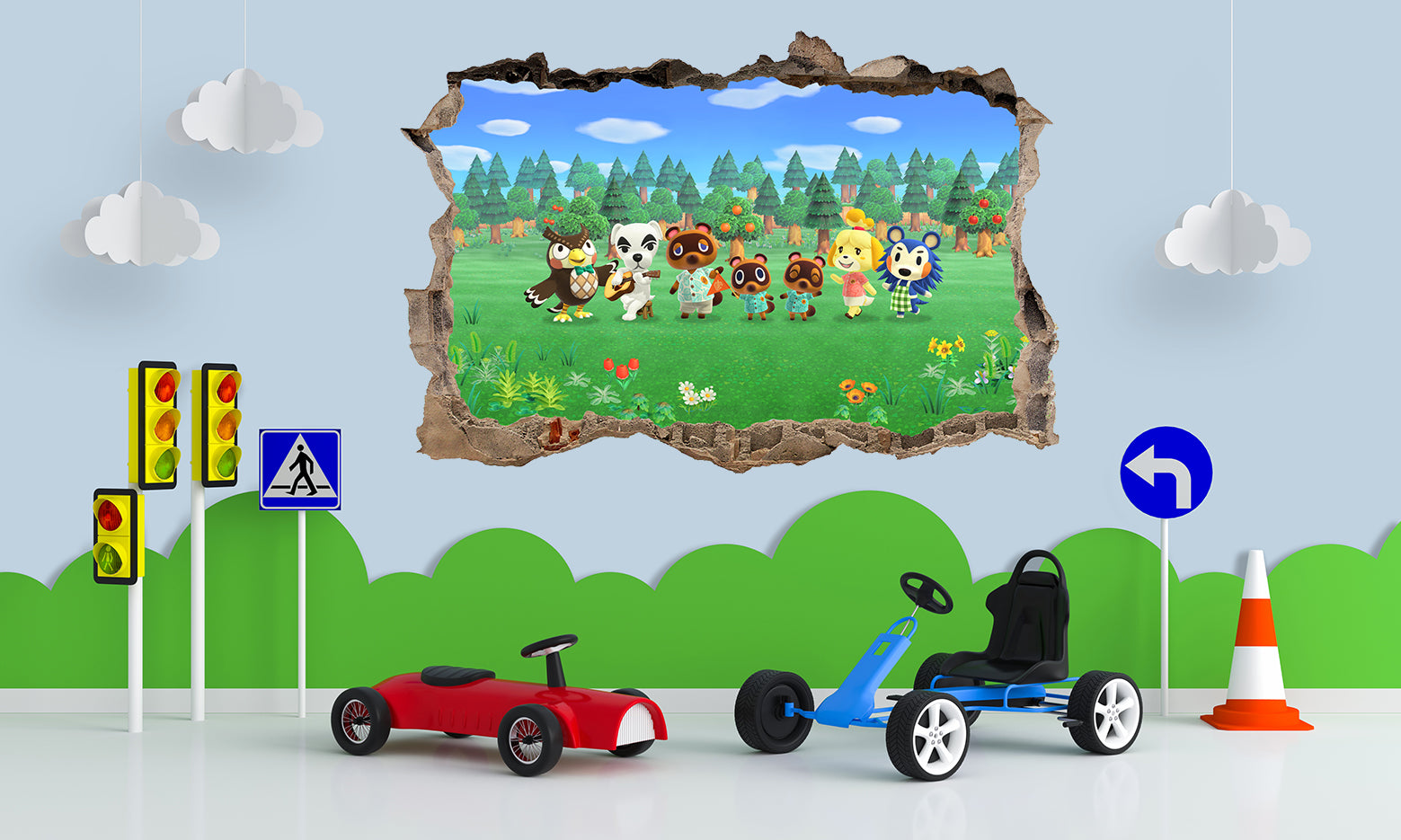 Animal Crossing 3D Smashed Hole Illusion Decal Wall Sticker JS05