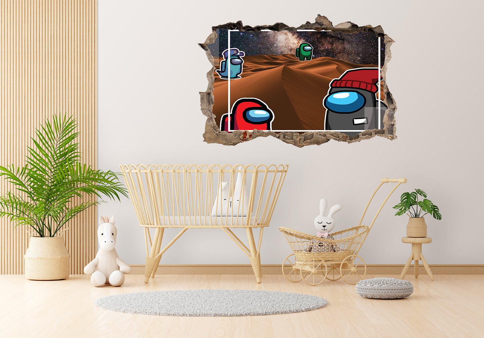 Among Us 3D Smashed Hole Illusion Decal Wall Sticker JS09