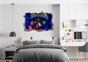 Among Us 3D Smashed Hole Illusion Decal Wall Sticker JS11