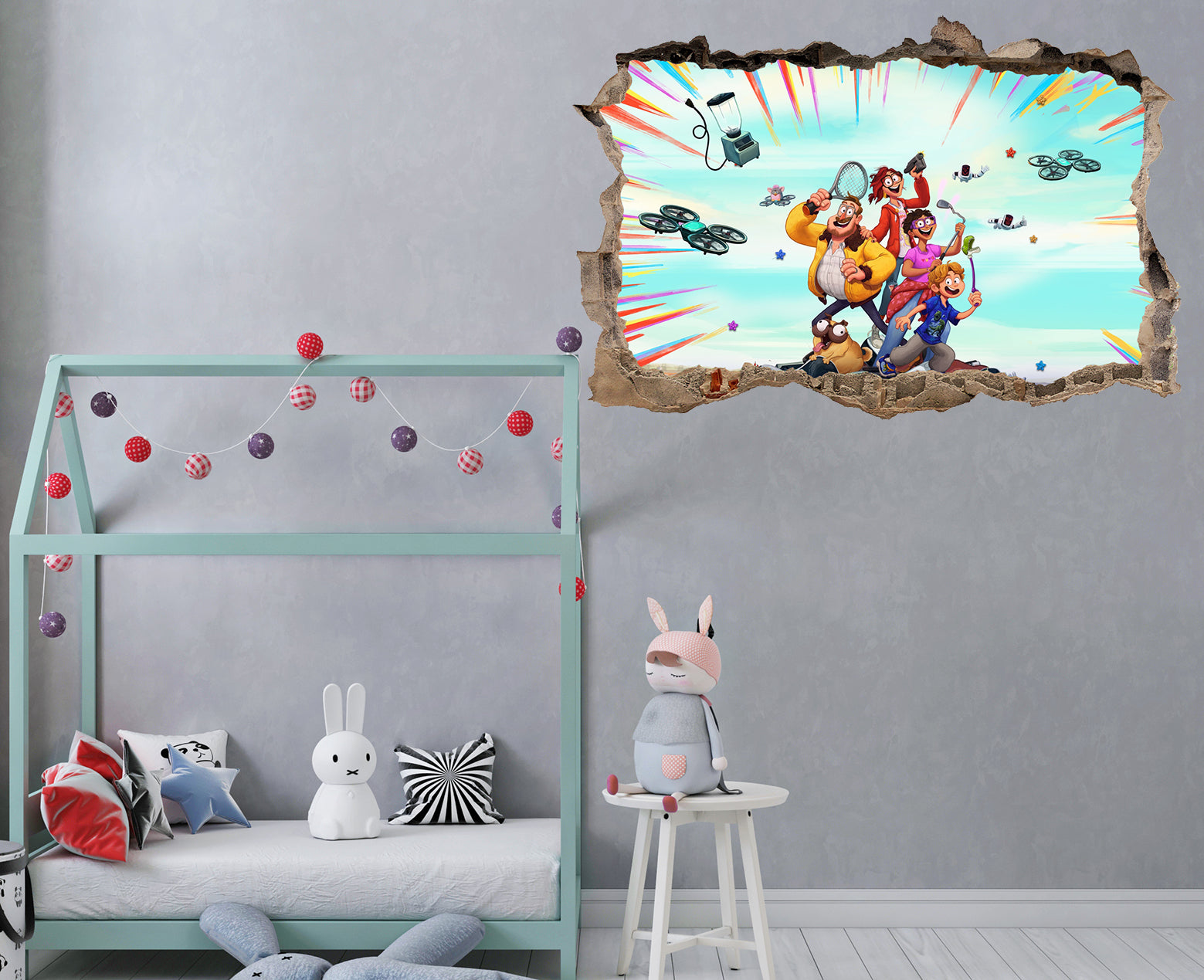 The Mitchells Vs. The Machines 3D Smashed Broken Decal Wall Sticker JS127