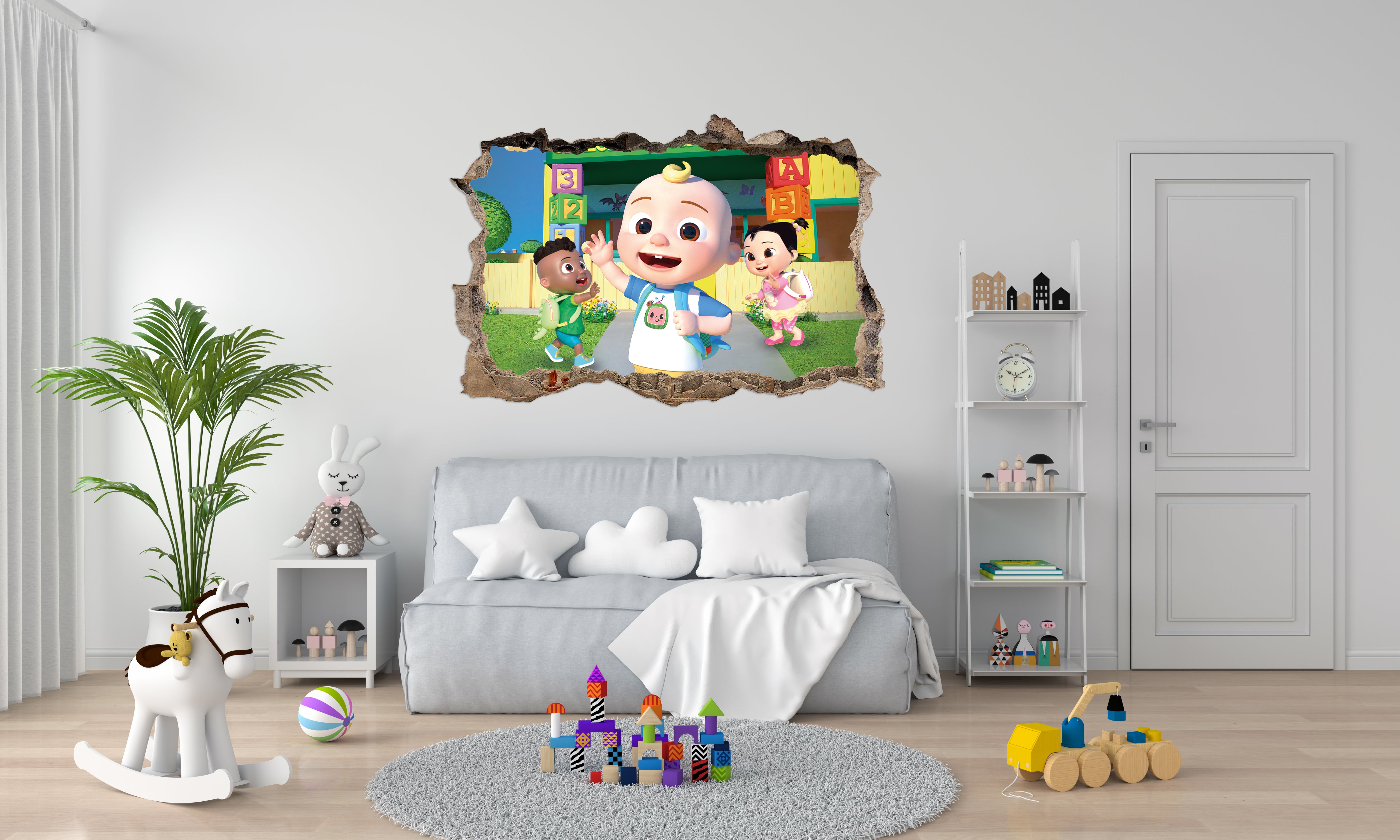 Cocomelon 3D Smashed Hole Illusion Decal Wall Sticker JS138