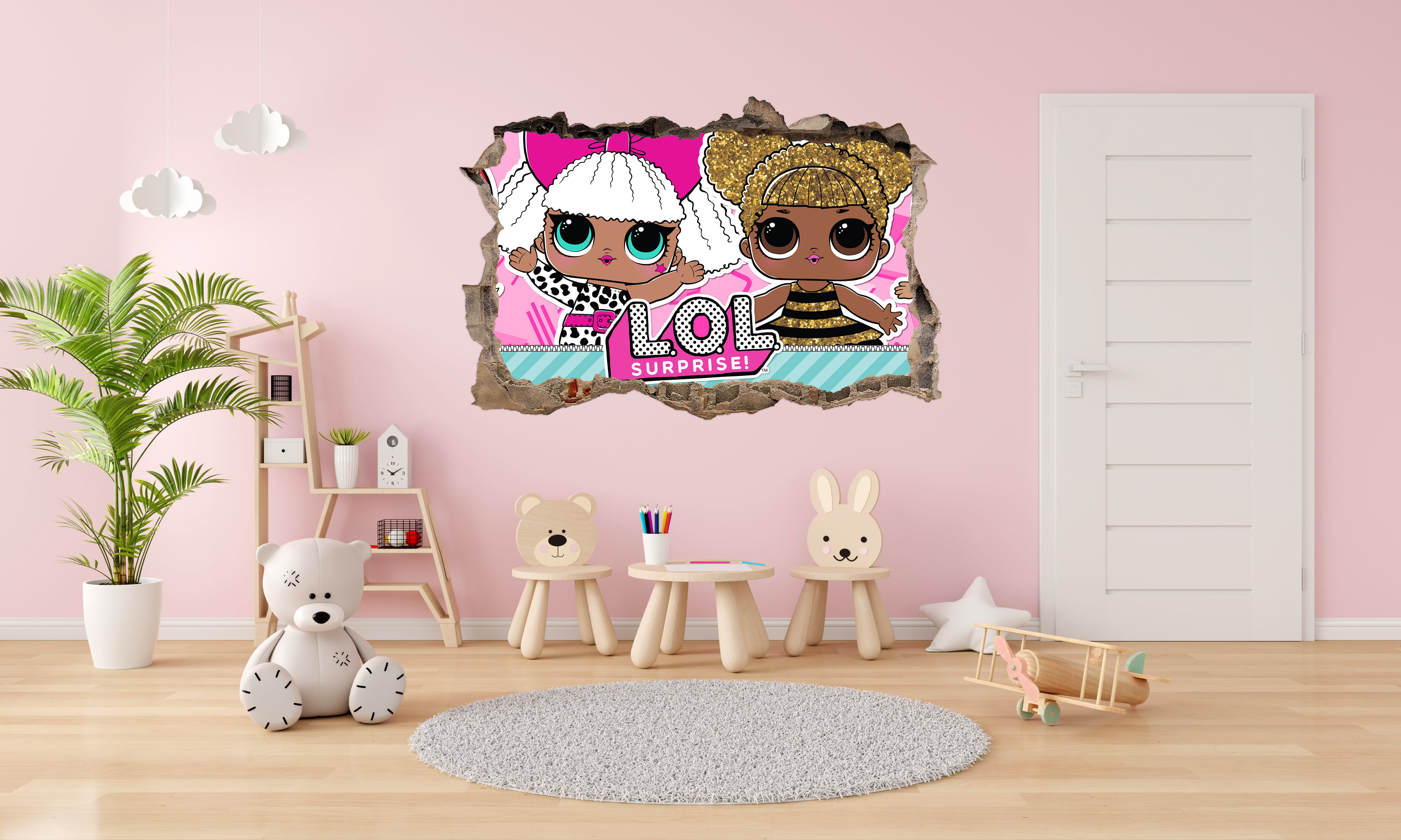 Lol Surprise Dolls 3D Smashed Hole Illusion Decal Wall Sticker JS139