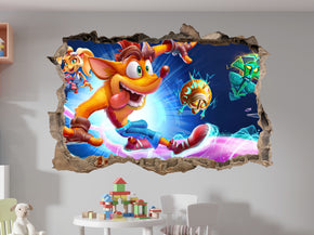 Crash Bandicoot 3D Smashed Hole Illusion Decal Wall Sticker JS13