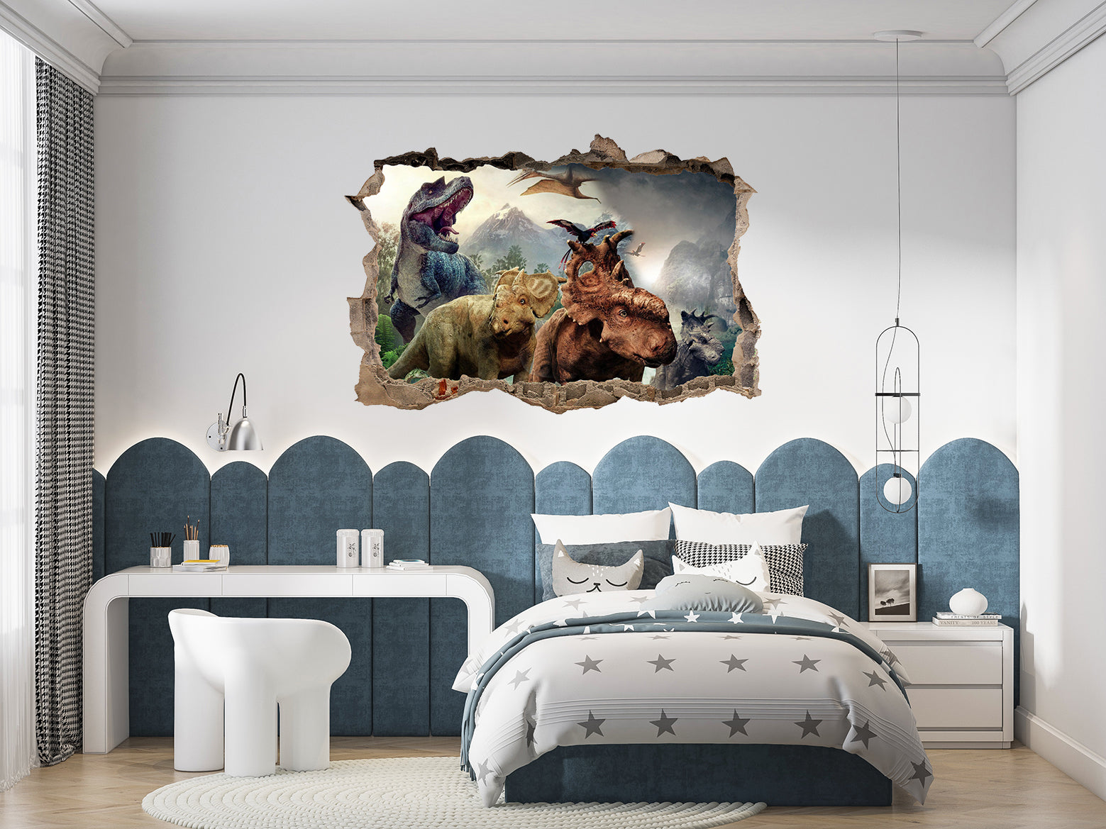 Dinosaurs 3D Smashed Broken Decal Wall Sticker H185
