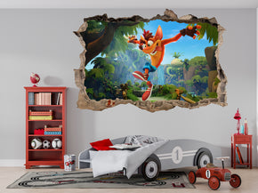 Crash Bandicoot 3D Smashed Hole Illusion Decal Wall Sticker JS14