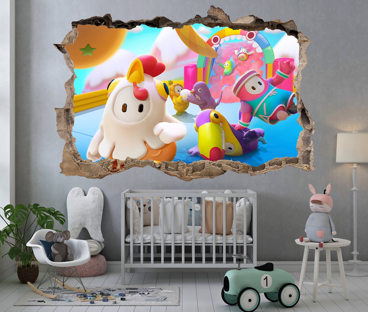 FORTNITE 3D Smashed Hole Illusion Sticker mural autocollant J1500