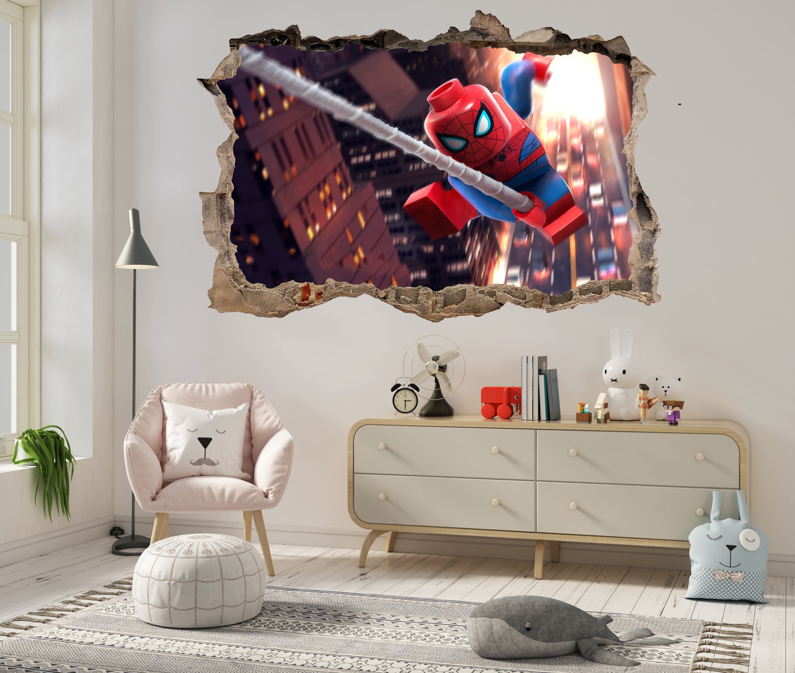 Lego Spider-Man 3D Smashed Hole Illusion Decal Wall Sticker JS20