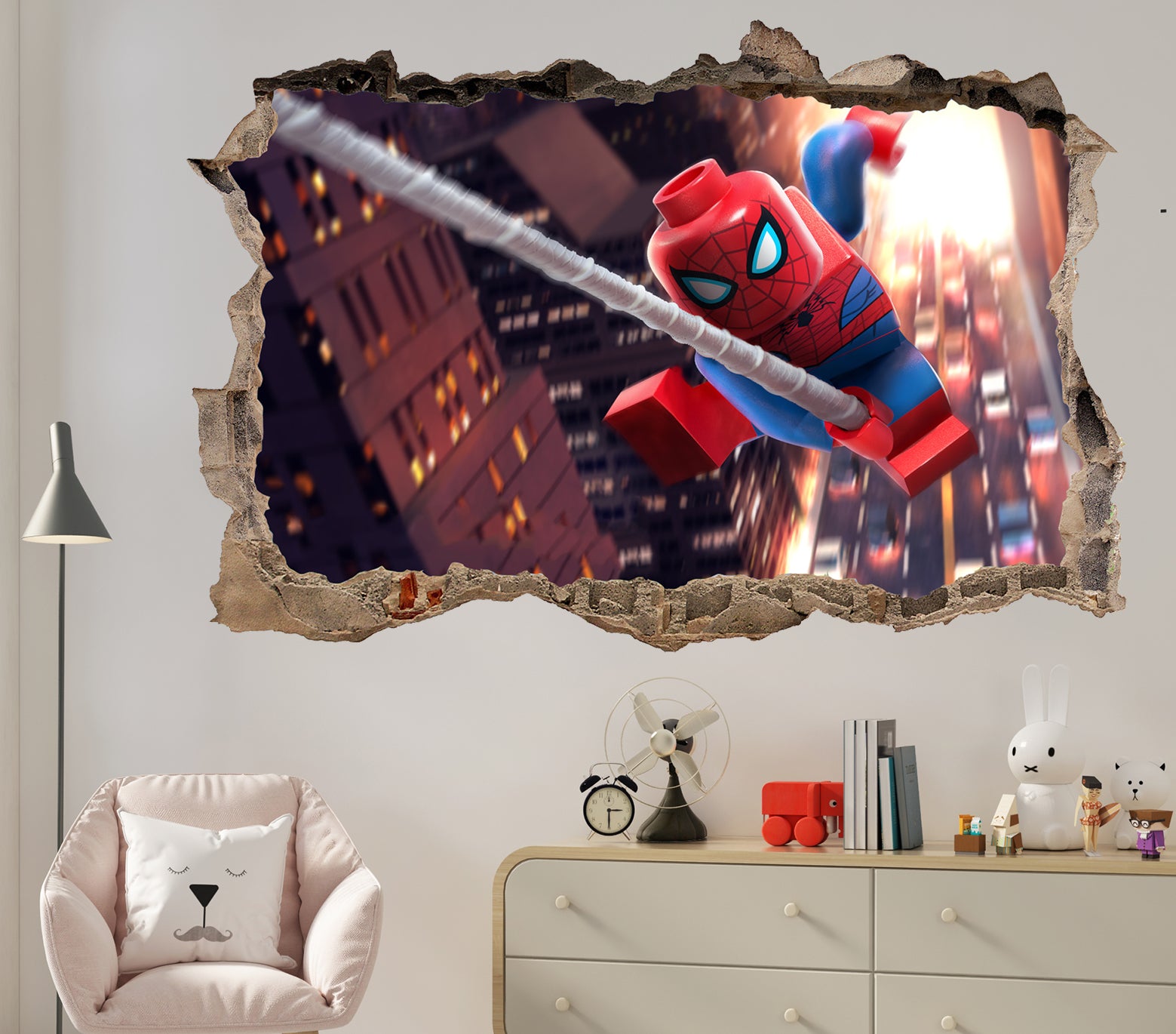 Lego Spider-Man 3D Smashed Hole Illusion Decal Wall Sticker JS20