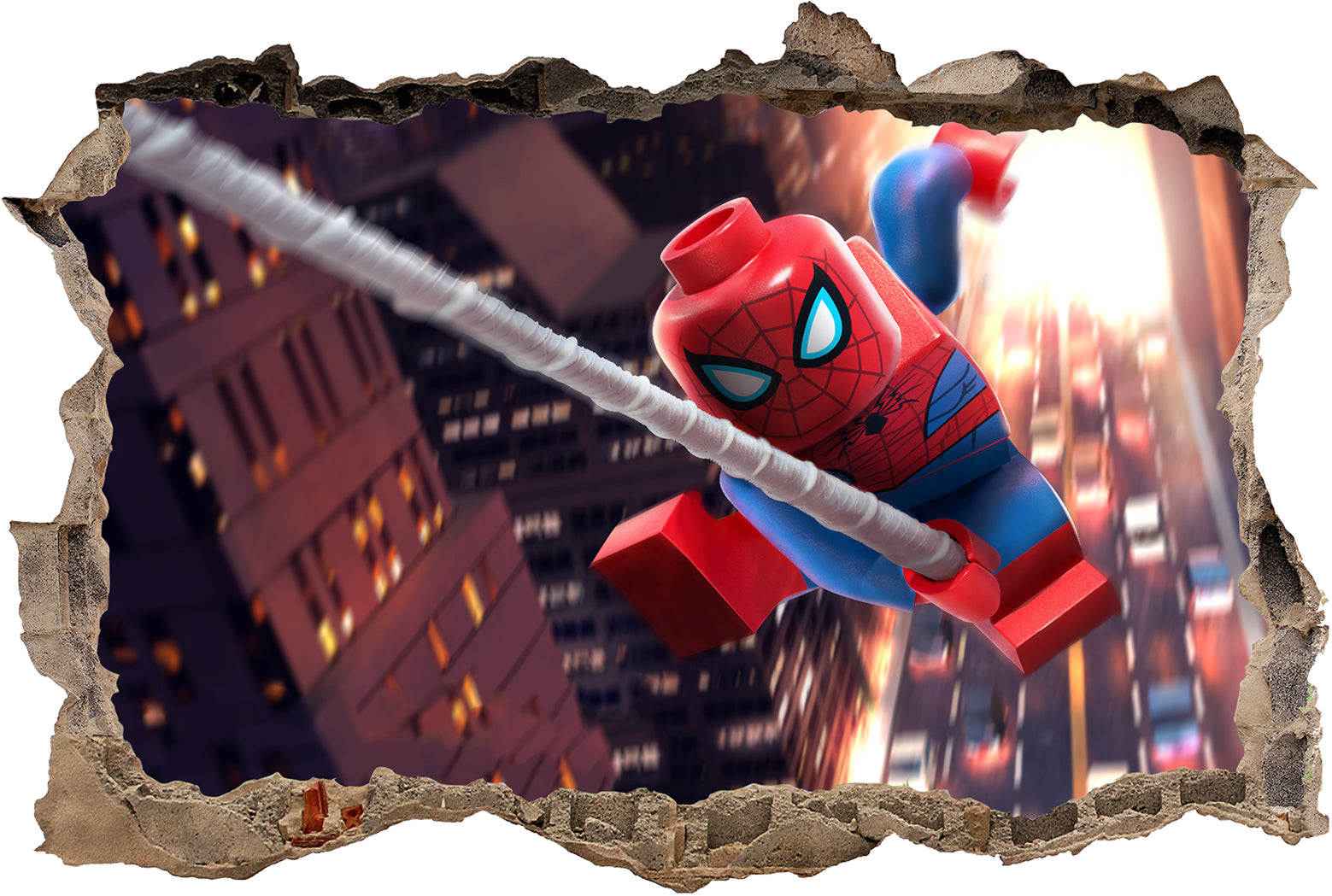 Lego Spider-Man 3D Smashed Hole Illusion Decal Wall Sticker JS20