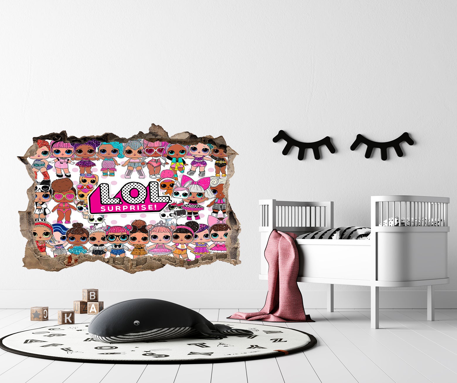 Lol Surprise Dolls 3D Smashed Hole Illusion Decal Wall Sticker JS23