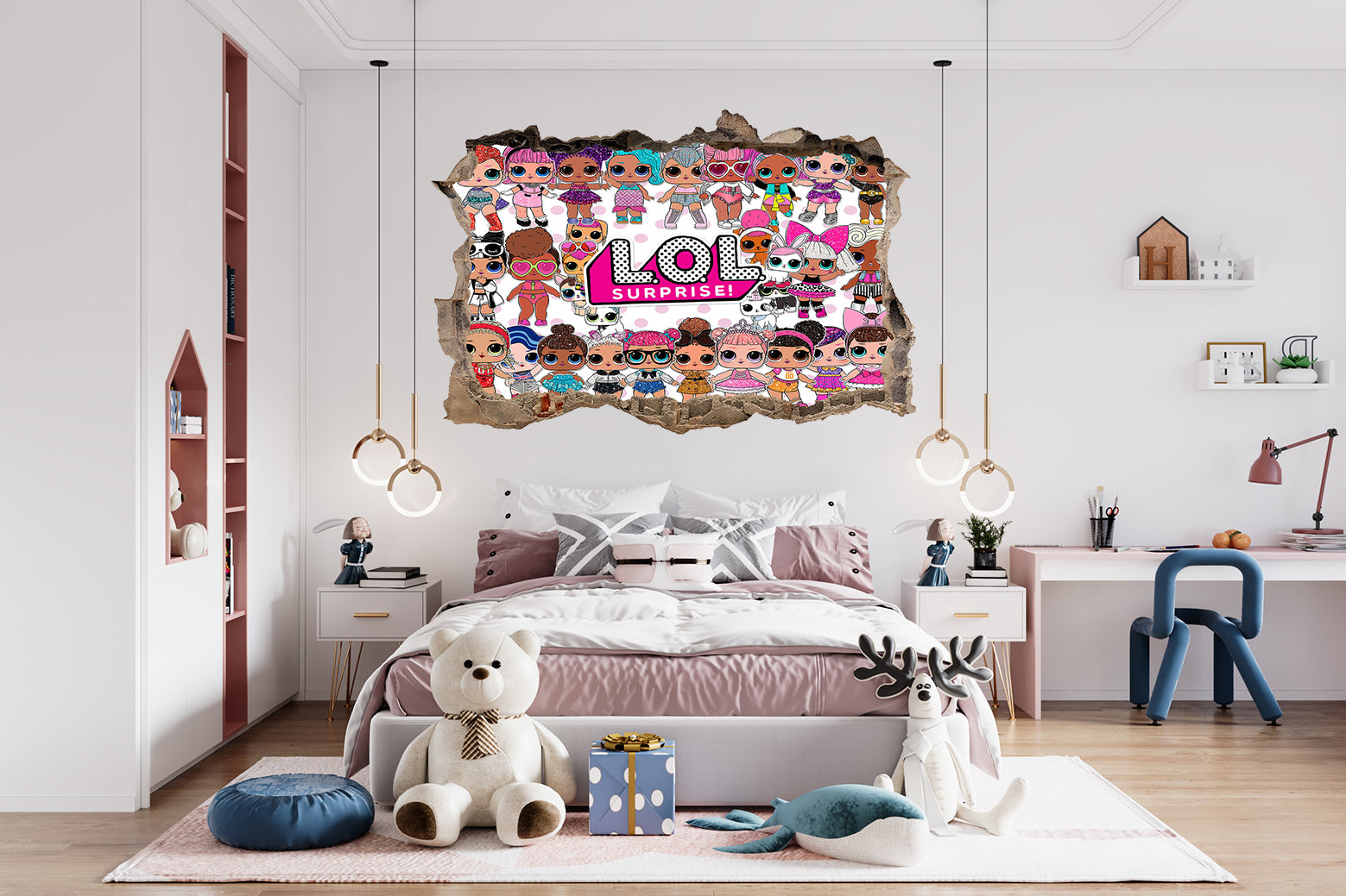 Lol Surprise Dolls 3D Smashed Hole Illusion Decal Wall Sticker JS23
