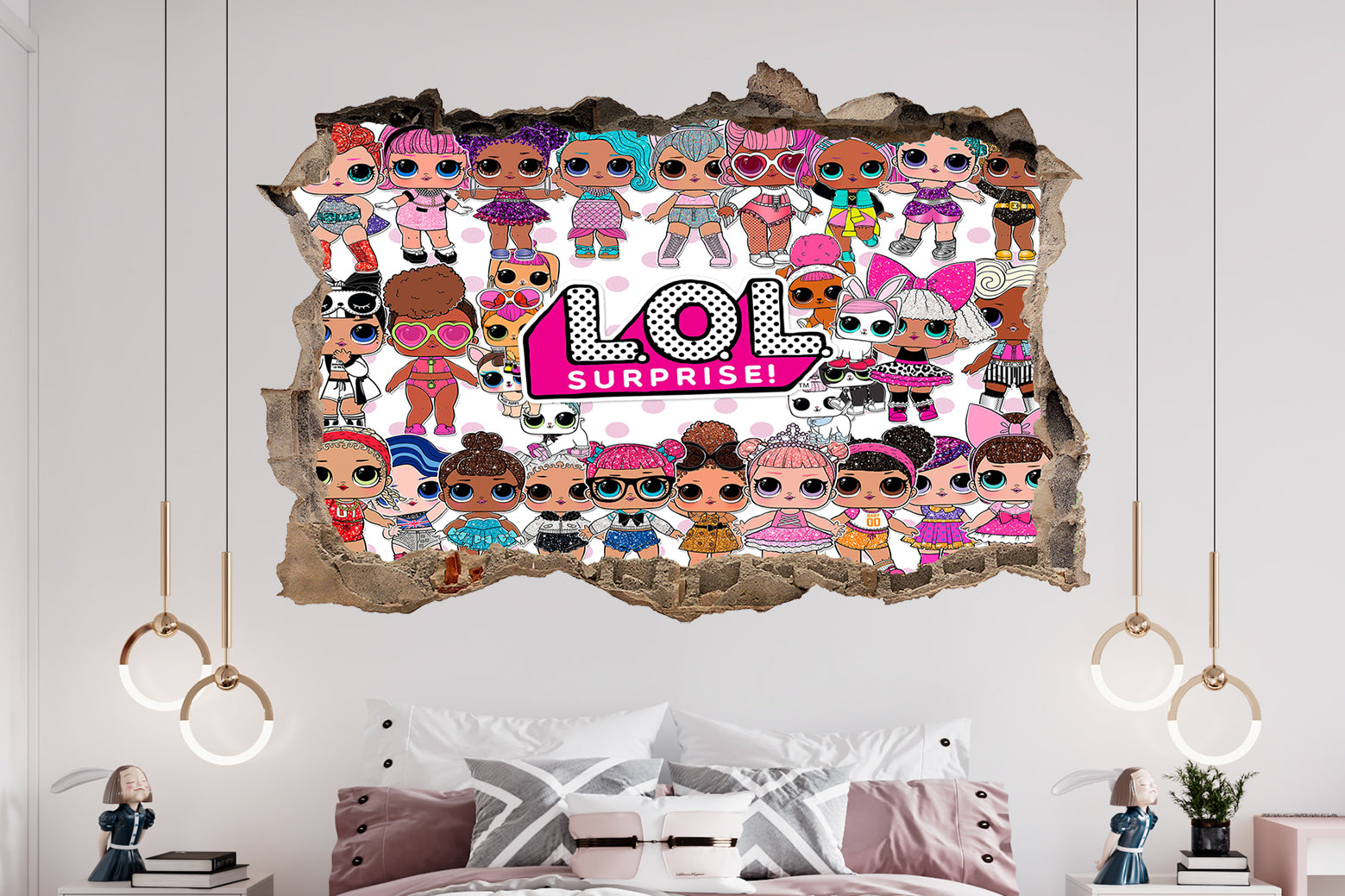 Lol Surprise Dolls 3D Smashed Hole Illusion Decal Wall Sticker JS23