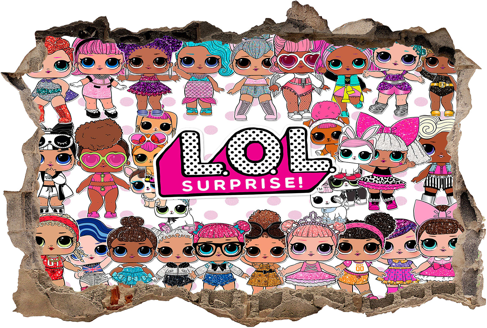 Lol Surprise Dolls 3D Smashed Hole Illusion Decal Wall Sticker JS23