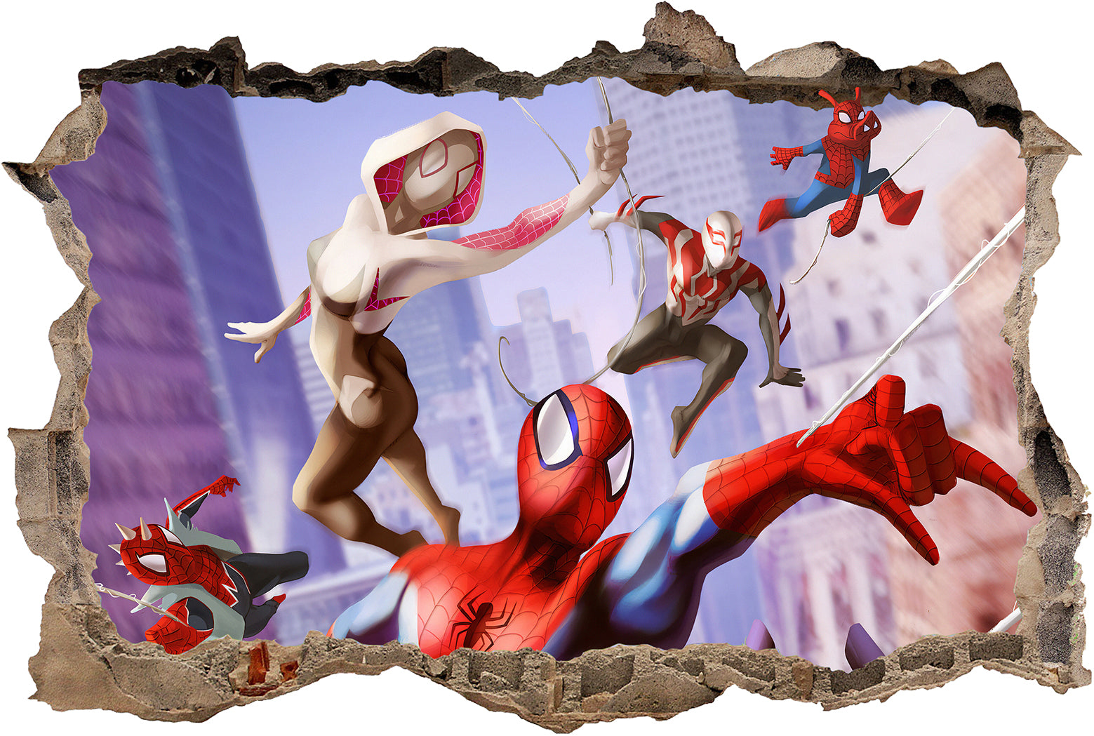 Spider Ham Into The Spider Verse 3D Smashed Hole Illusion Decal Wall Sticker JS29