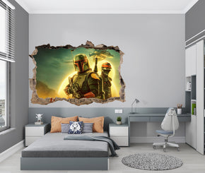 The Book of Boba Fett 3D Smashed Broken Decal Wall Sticker JS36