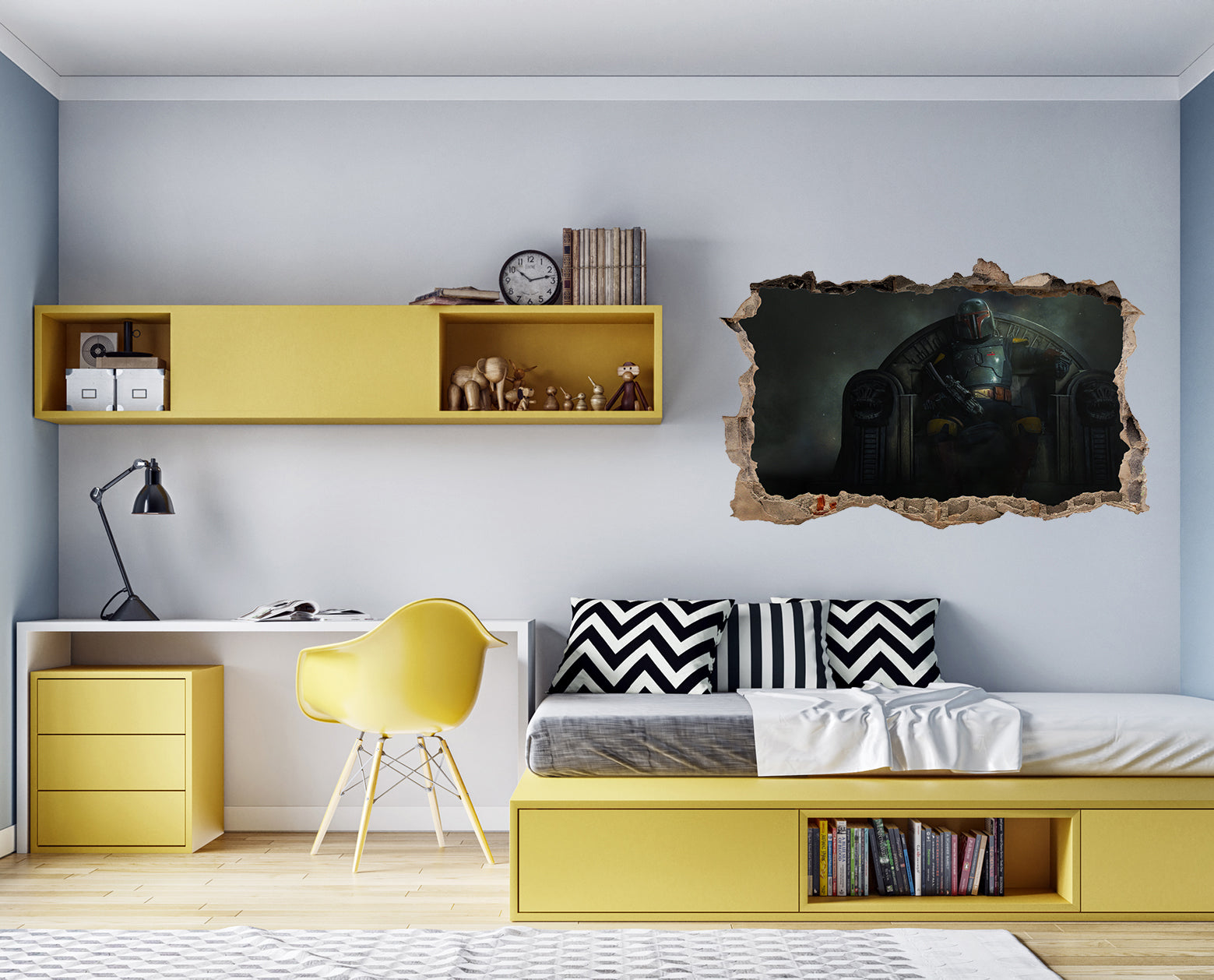 The Book of Boba Fett 3D Smashed Broken Decal Wall Sticker JS37