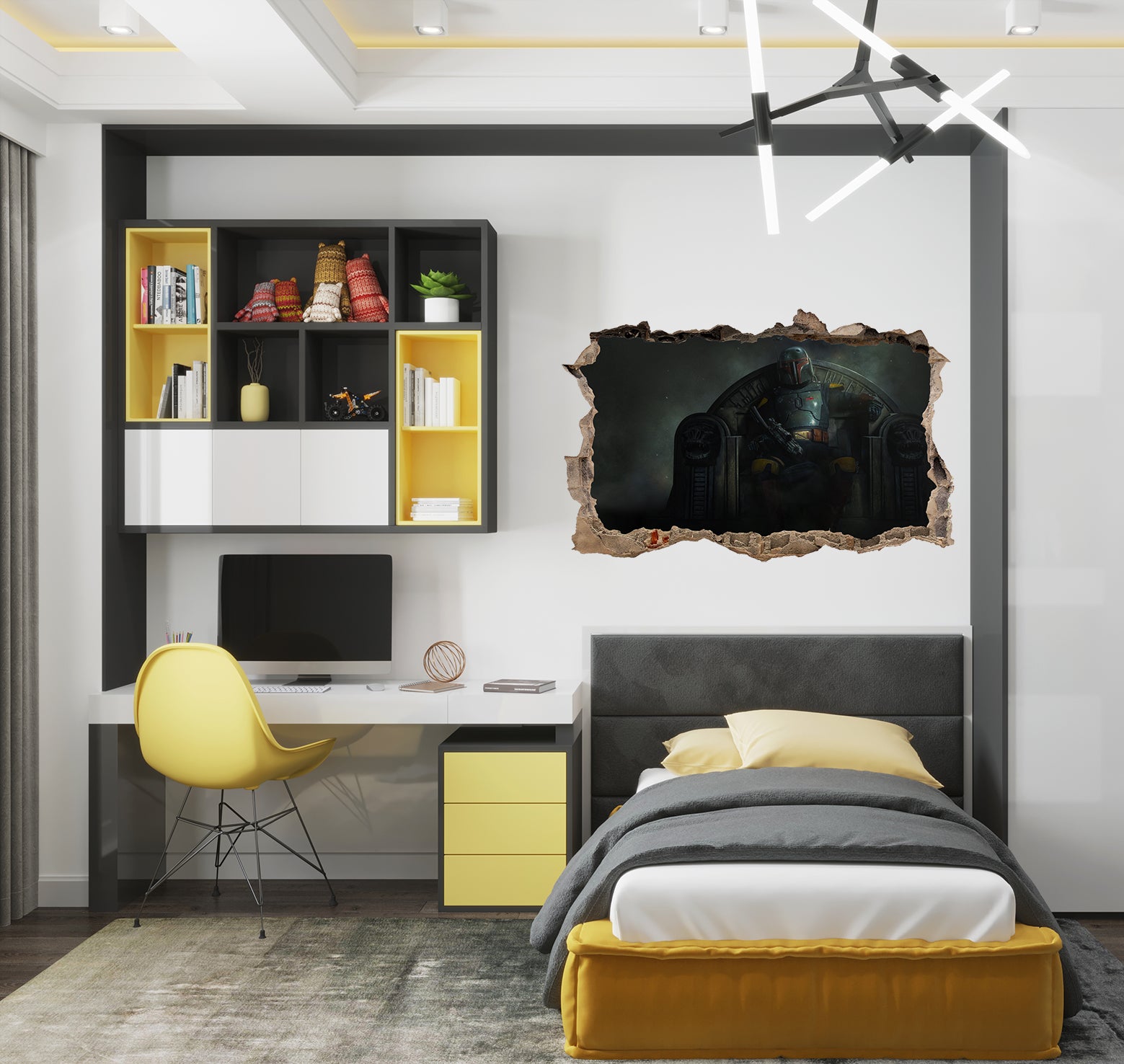The Book of Boba Fett 3D Smashed Broken Decal Wall Sticker JS37