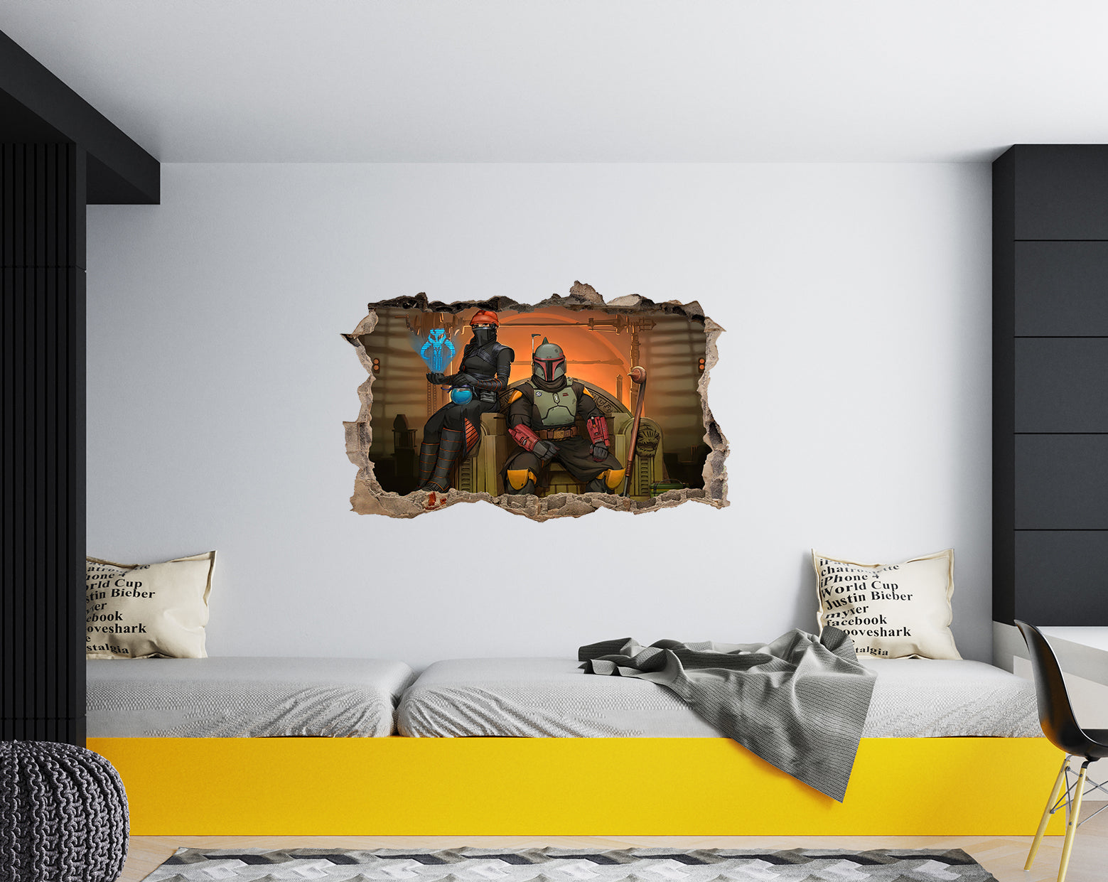 The Book of Boba Fett 3D Smashed Broken Decal Wall Sticker JS38