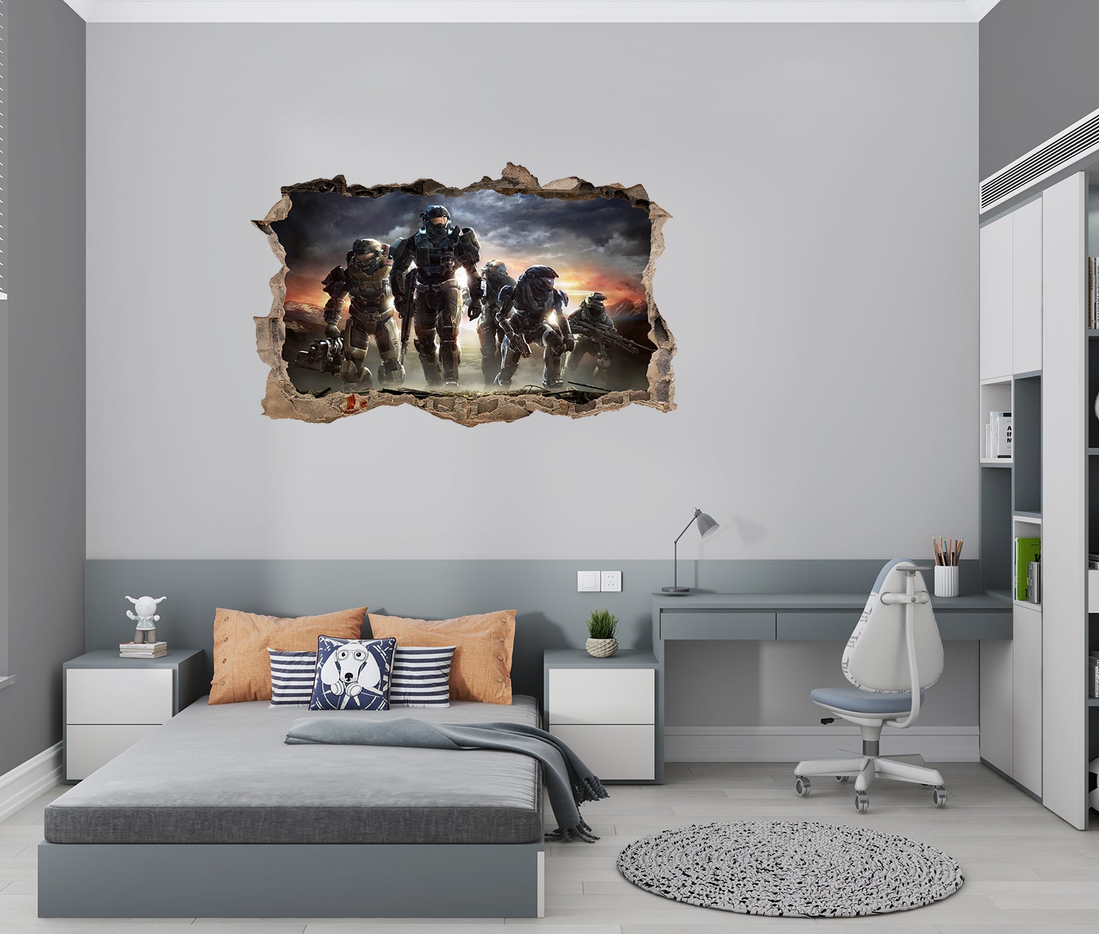 HALO 3D Smashed Broken Decal Wall Sticker JS81