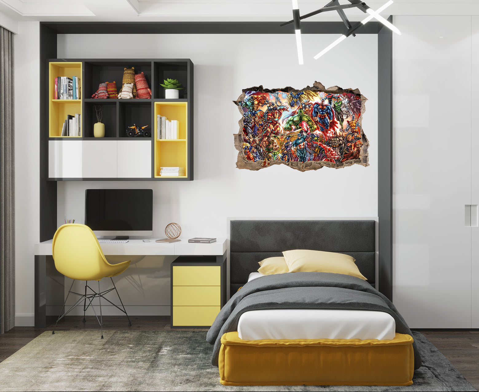 Marvel DC Mashup 3D Smashed Broken Decal Wall Sticker JS89