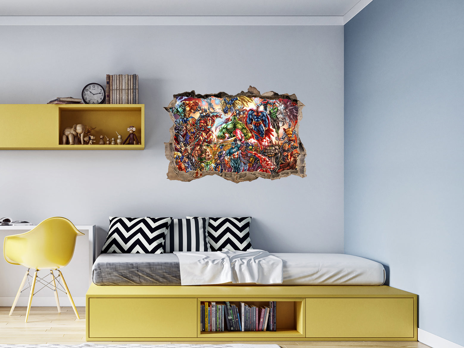 Marvel DC Mashup 3D Smashed Broken Decal Wall Sticker JS89