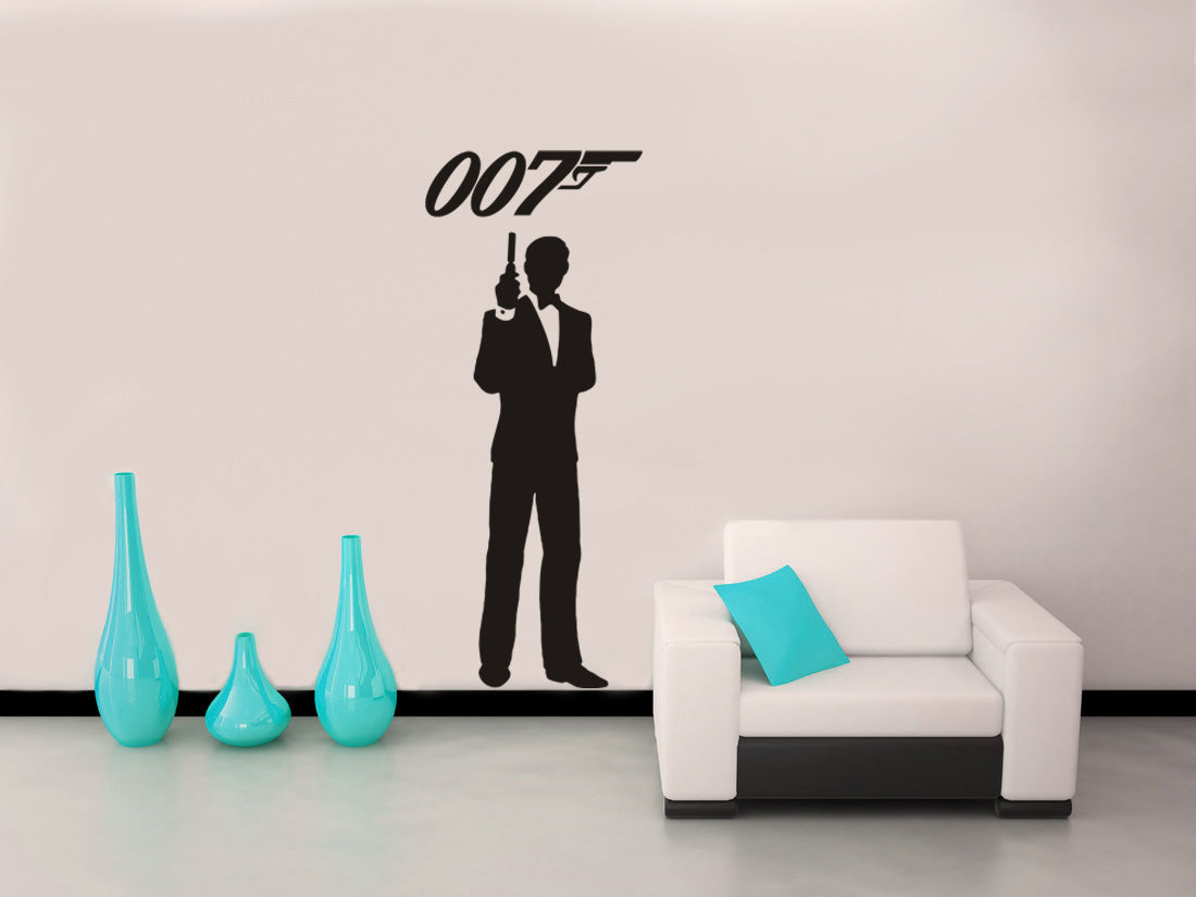 James Bond Secret Agent Wall Sticker Decal Stencil Silhouette ST88