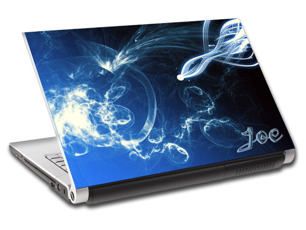 Décalque de vinyle de peau d'ordinateur portable personnalisé fractale bleue L15