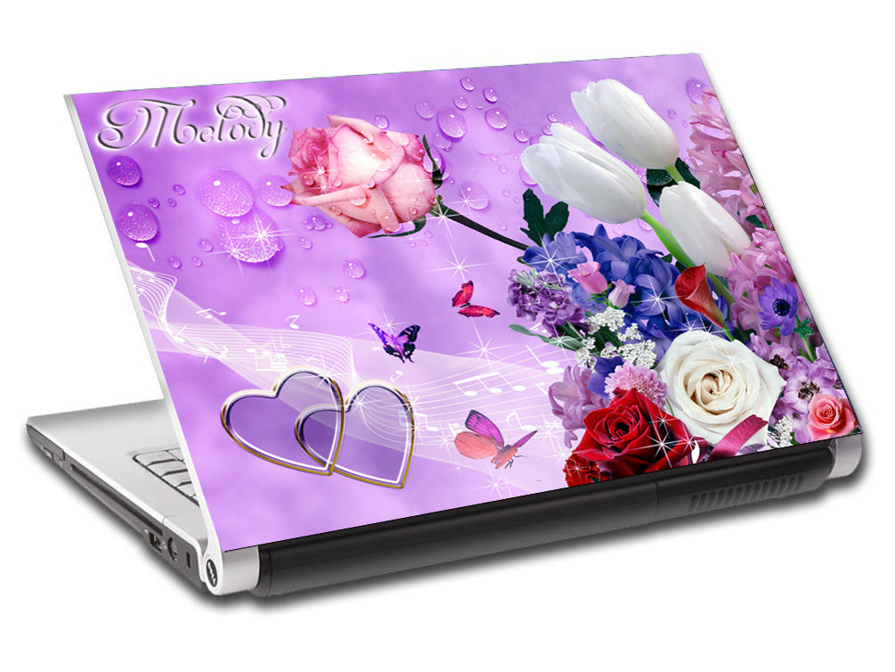Notes florales ordinateur portable personnalisé Skin Vinyl Decal L21